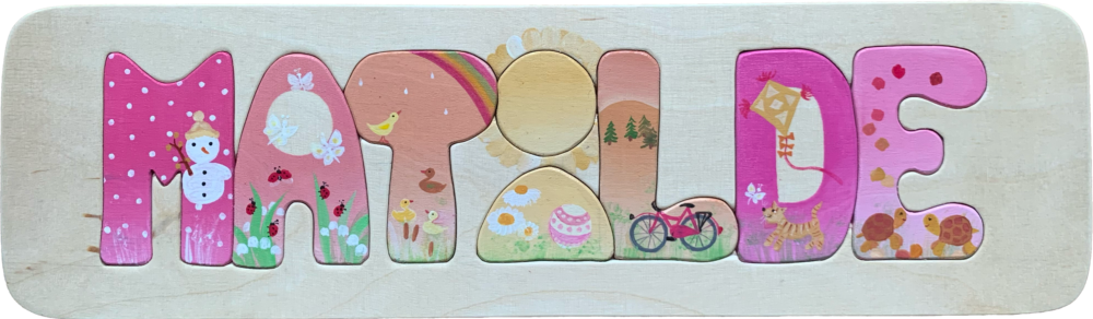 Namenspuzzle dekoriert mit Wunschfarben